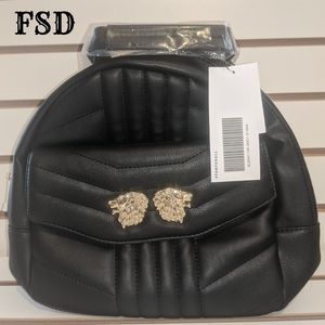 JustFab Black Lion Quilted Backpack